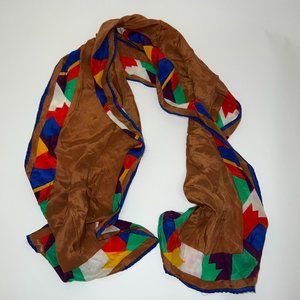 Albert Nipon Women's Brown and Green Neck Tie Scarf-Wraps
